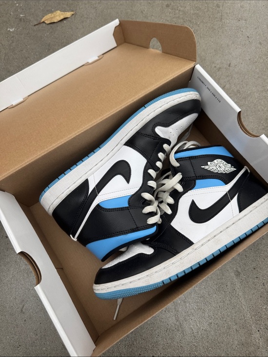 Nike Shoes - Nike Air Jordan 1 High Black White Light Blue